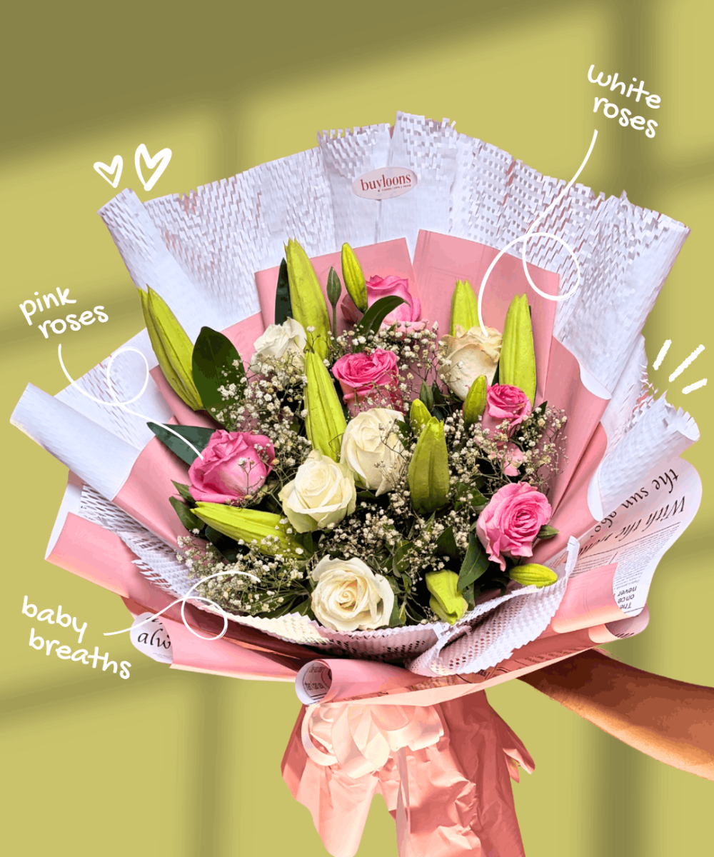 Pink & White Rose Elegance Bouquet